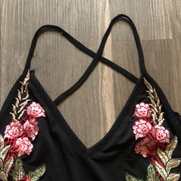 Floral black bodysuit size Small - Picture 3 of 3